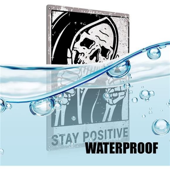 Vintage Stay Positive Skull Sign Metal Tin Sign Wall Décor Funny - Retro Sign - Picture 7 of 7